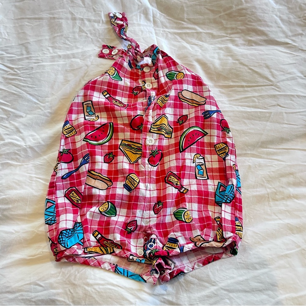 Kid / fruited pattern neck strap overall 12-18M